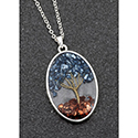 Necklace Tree of Life Oval Dark Grey